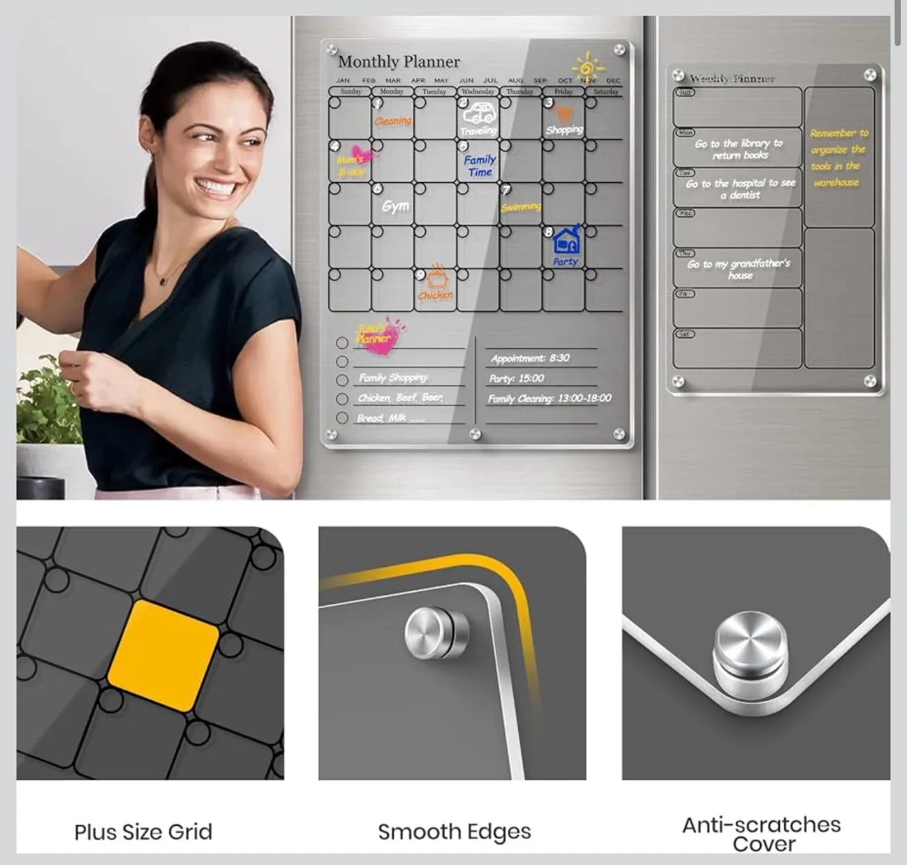 Acrylic Monthly & Weekly Planner Set for Refrigerator. - photo 2