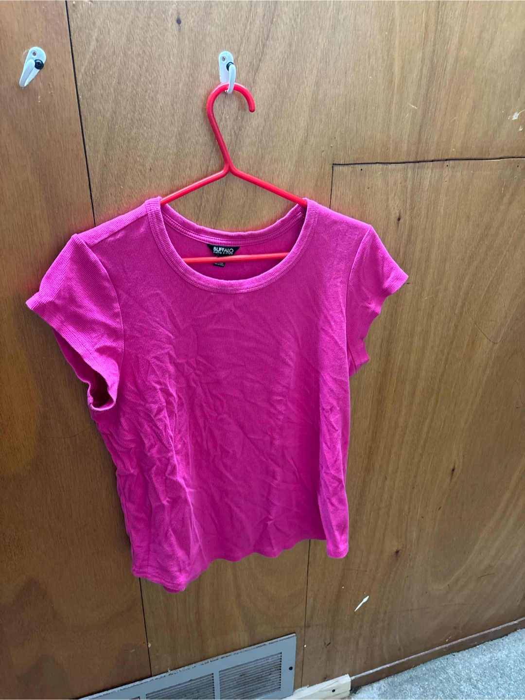 Buffalo David Bitton Pink Ribbed T-Shirt - Size L
