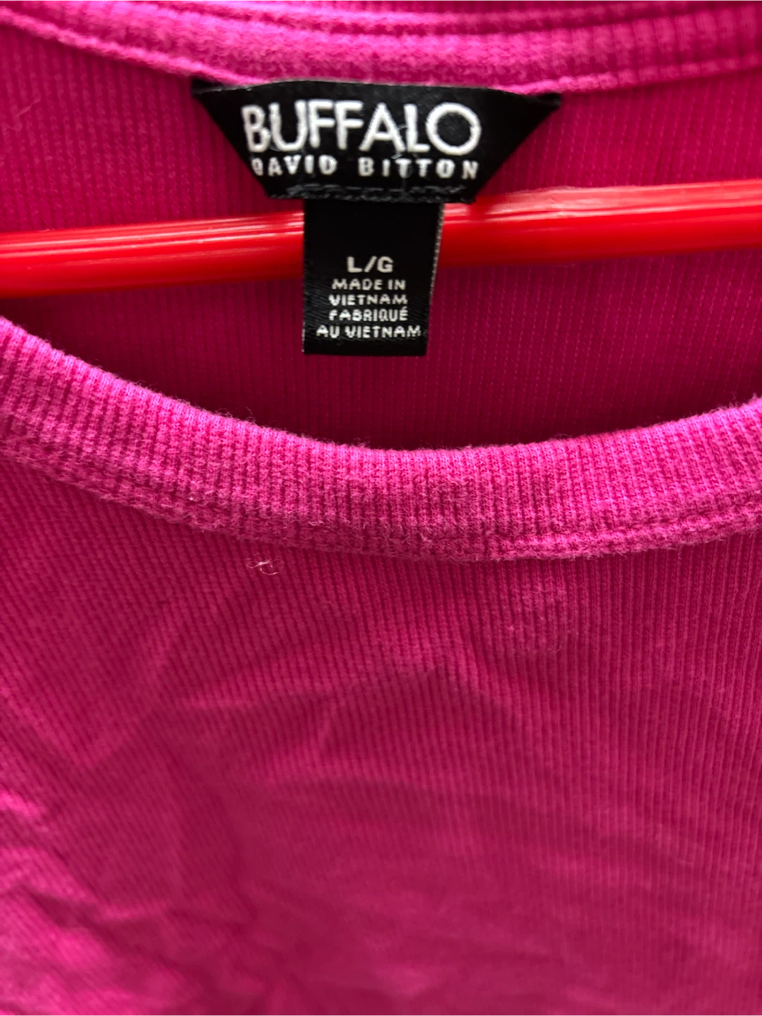 Buffalo David Bitton Pink Ribbed T-Shirt - Size L - photo 3