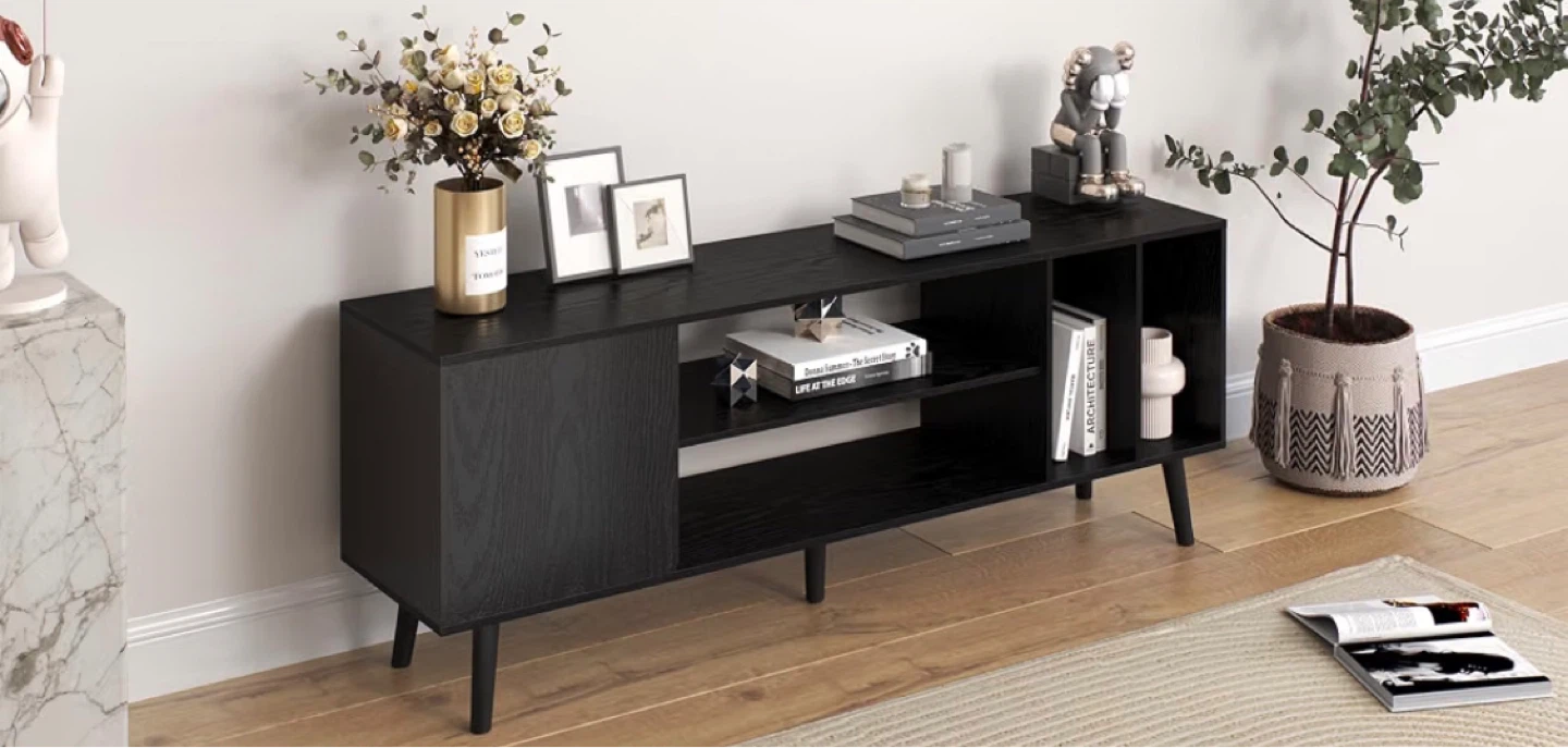 Black TV Stand with Storage