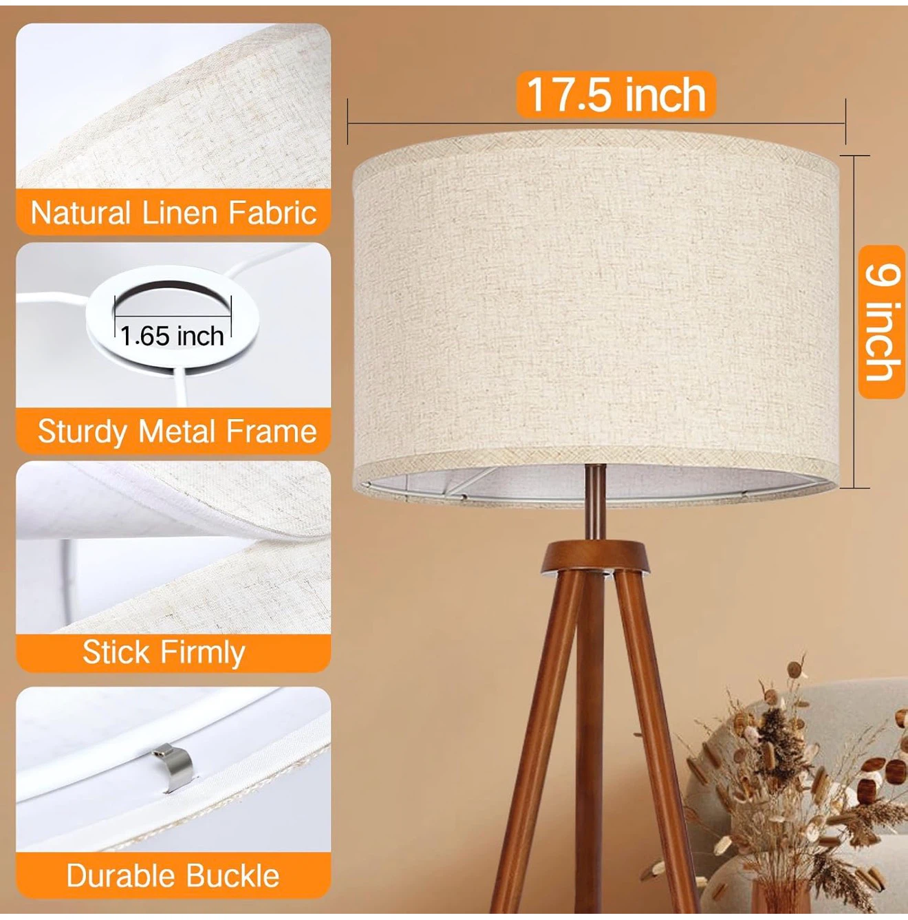Natural Linen Lampshade 17.5 Inch - photo 3