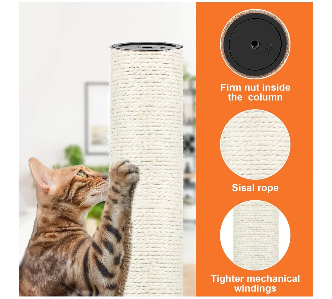 4-Pack Cat Scratching Post Replacement, 15.7" Sisal Pole - photo 4