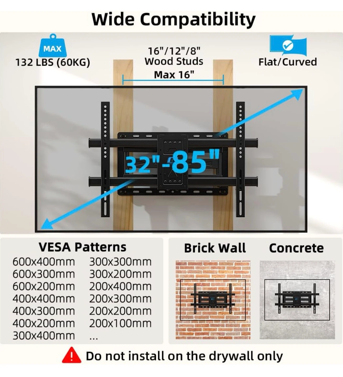 Home Vision Full Motion TV Wall Mount HV6602 for 32"-85" TVs - photo 2