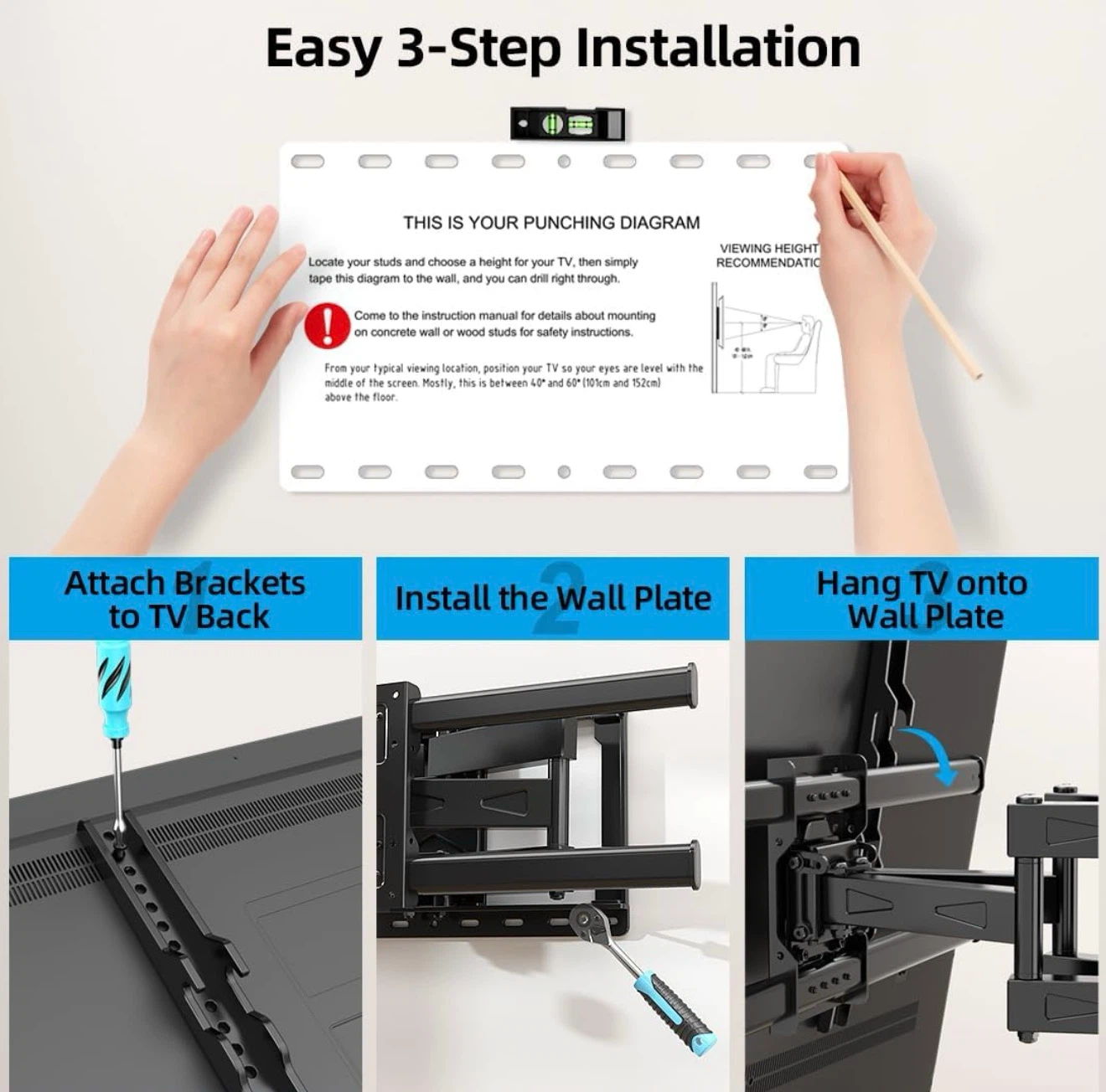 Home Vision Full Motion TV Wall Mount HV6602 for 32"-85" TVs - photo 4