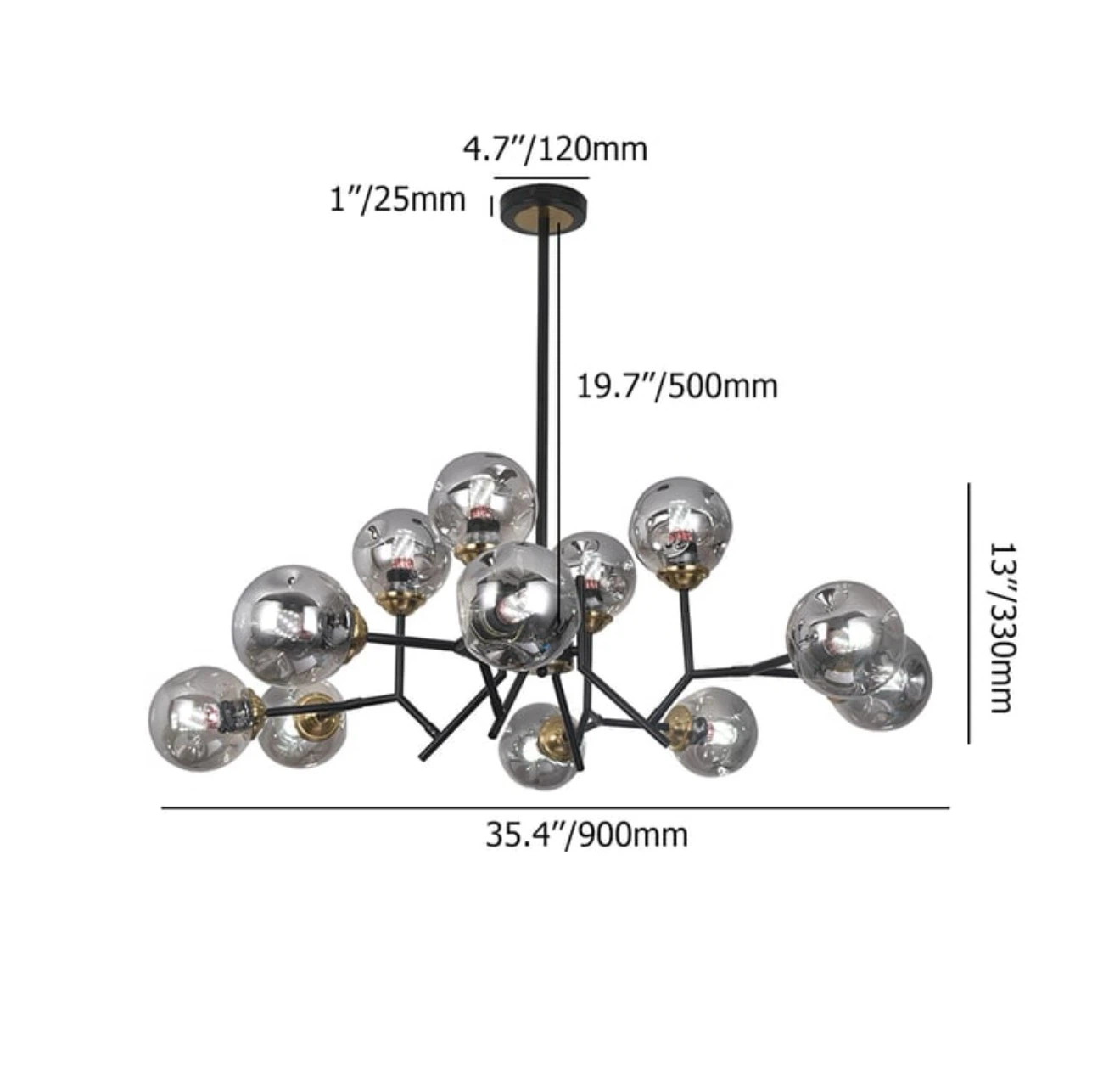 Homary 12 lights Modern Glass Ball Chandelier - photo 5