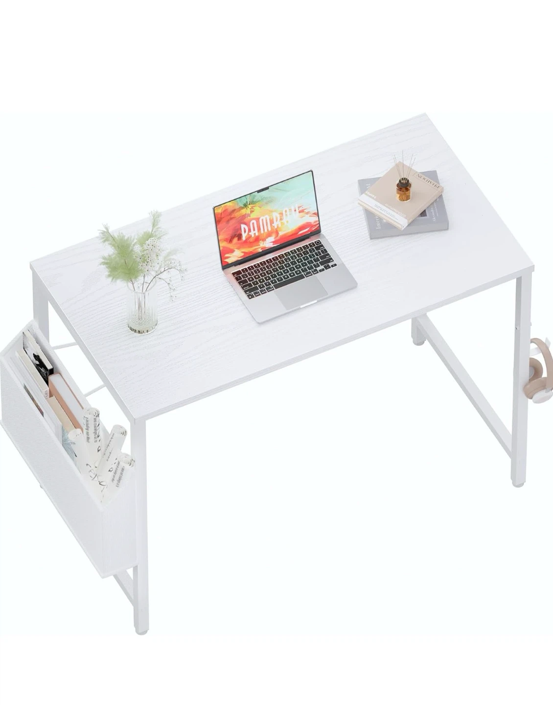 White Computer Desk with Storage