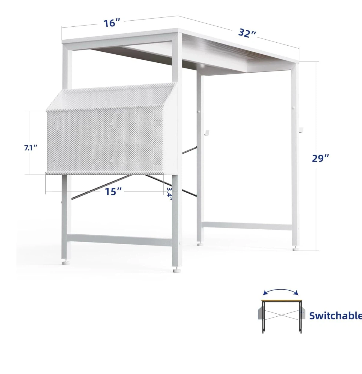 White Computer Desk with Storage - photo 2