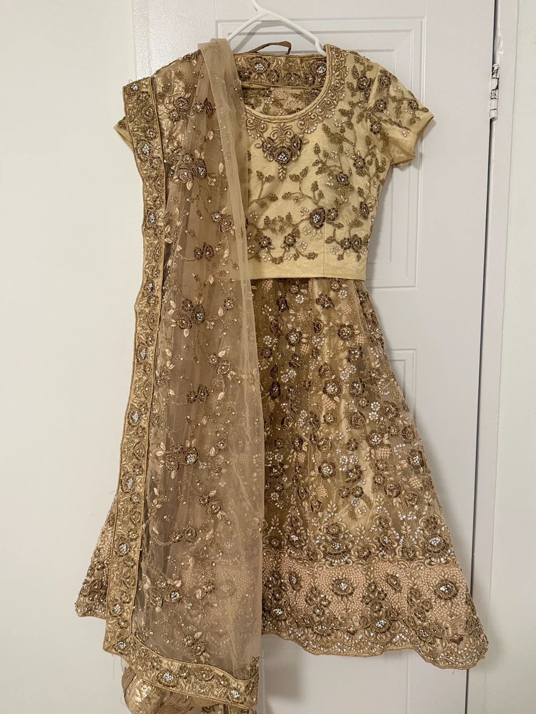 Embellished Gold Lehenga Choli with Dupatta