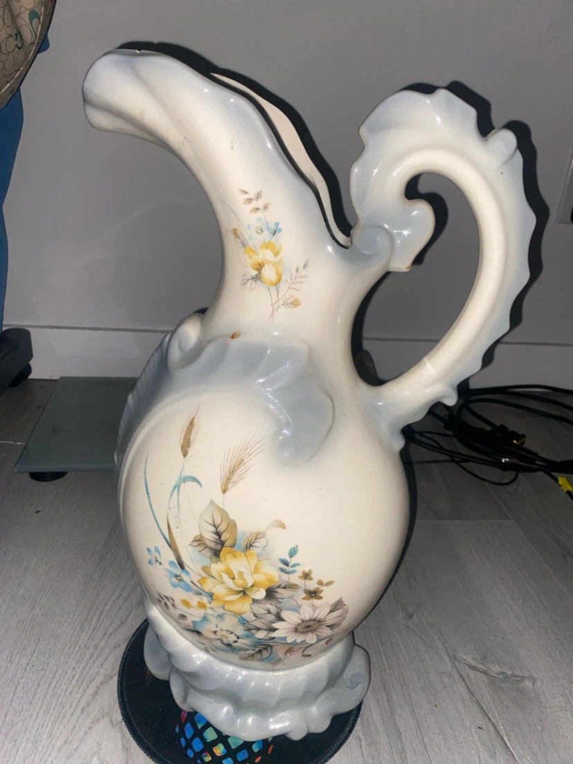 Decorative Ceramic Pitcher with Floral Design