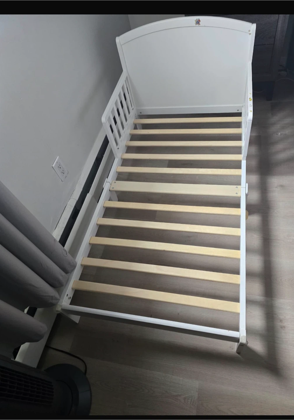 White Toddler Bed Frame with Guard Rail