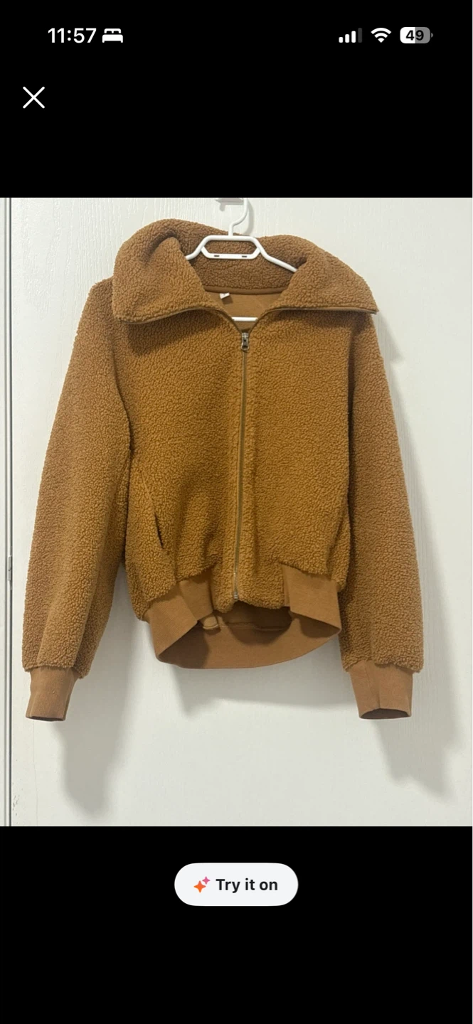 Brown Sherpa Zip-Up Jacket