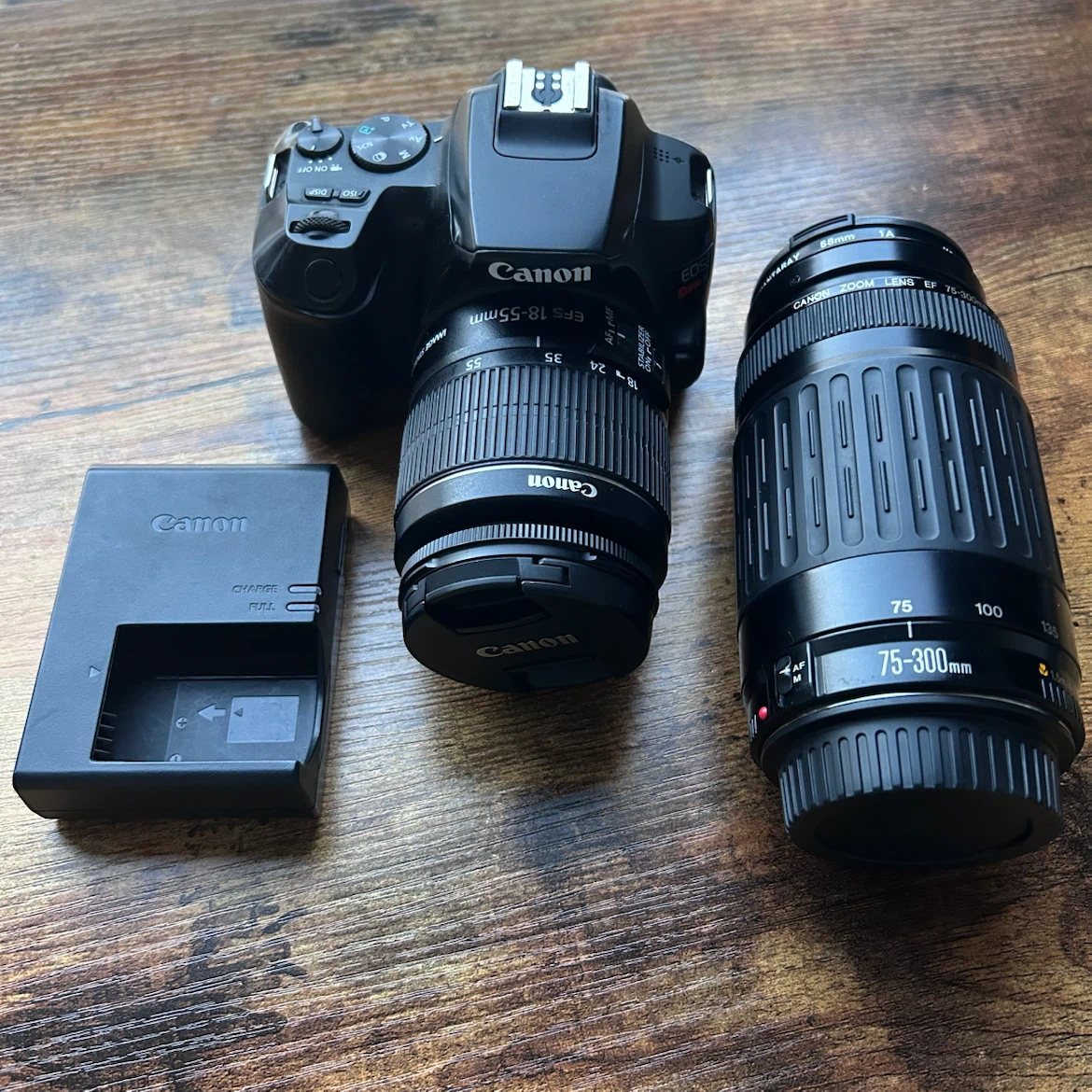 Canon SL3 w/ 18-55mm Lens and 75-300mm Lens