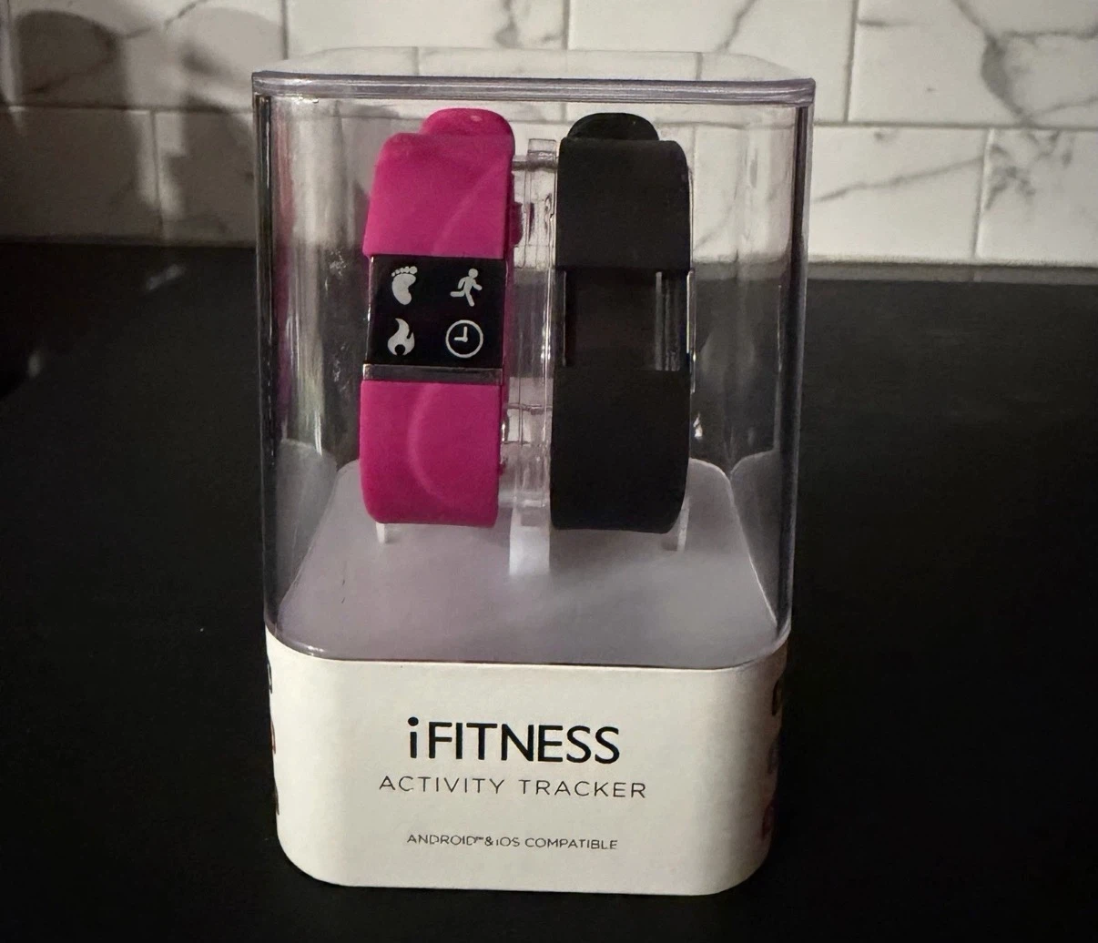 iFitness Activity Tracker with Black and Pink Bands