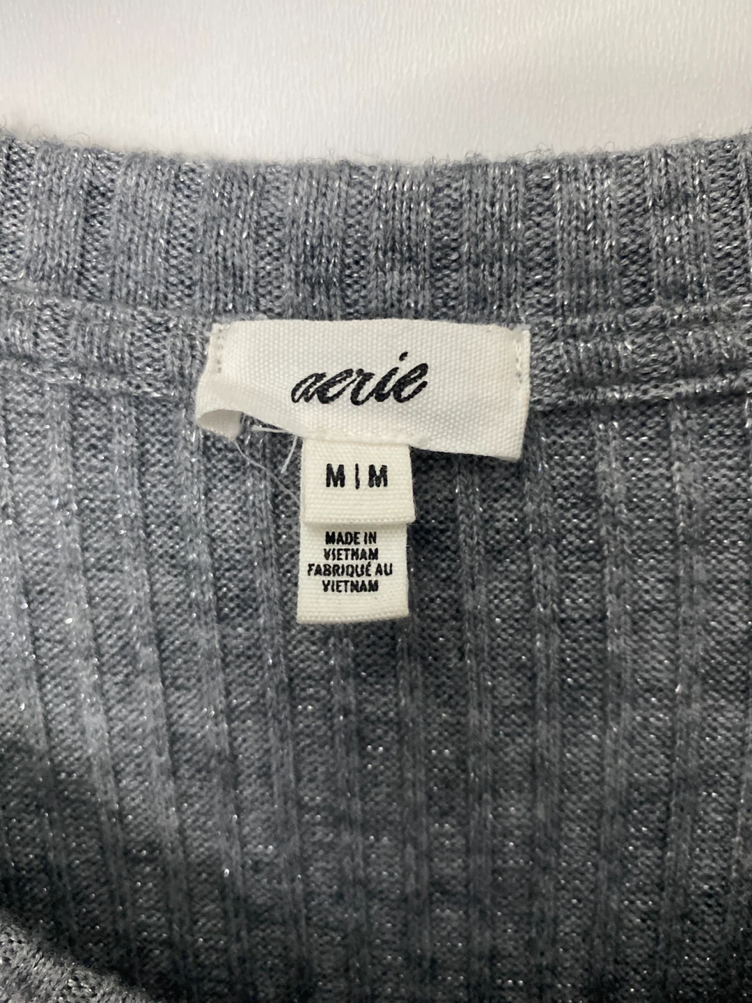 Aerie Ribbed Grey Button-Up Cardigan - photo 3