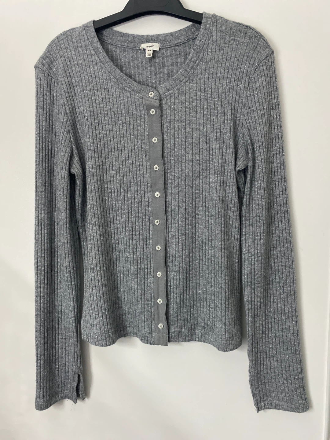Aerie Ribbed Grey Button-Up Cardigan