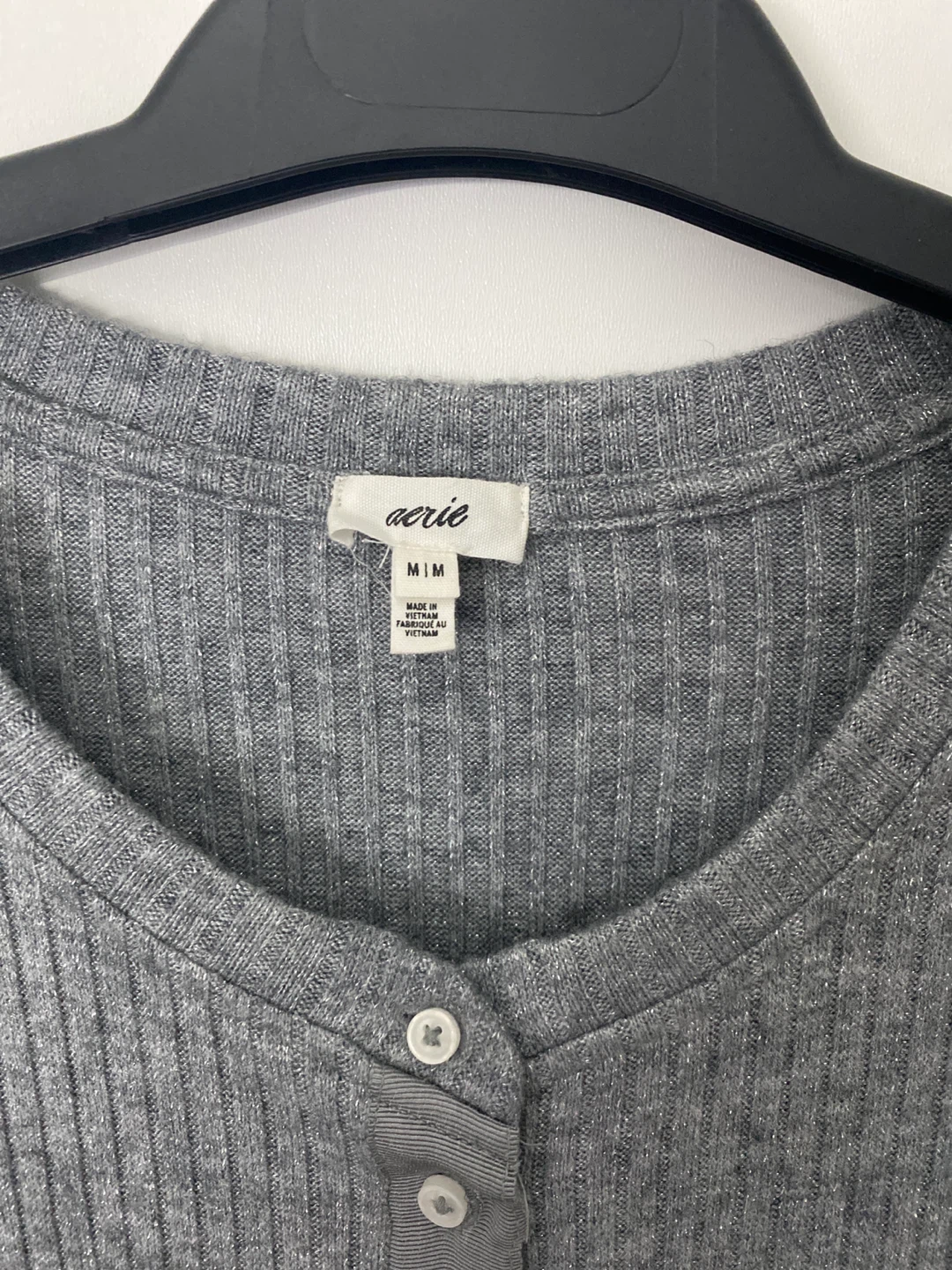 Aerie Ribbed Grey Button-Up Cardigan - photo 2