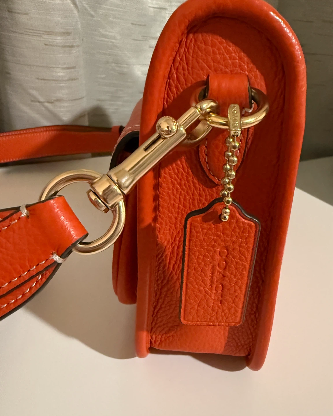 Coach Orange Leather Shoulder Bag with Coin Pouch - photo 4