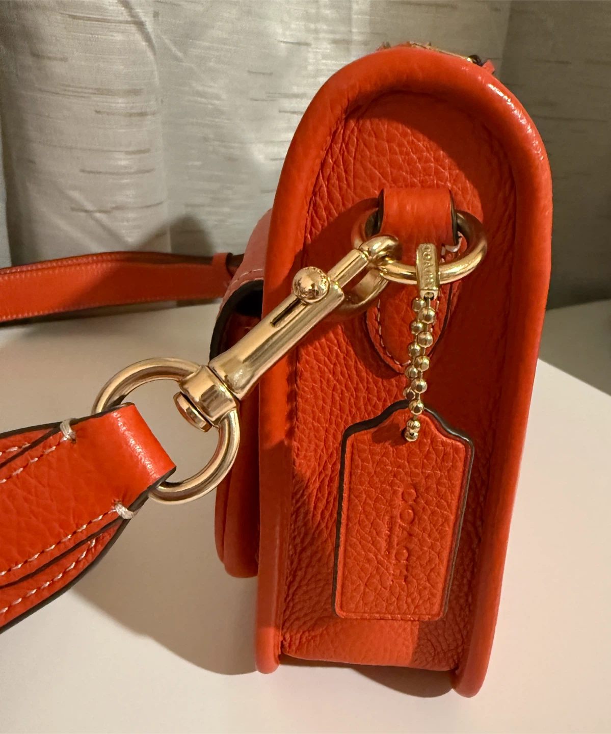 Coach Orange Leather Shoulder Bag with Coin Pouch - photo 5