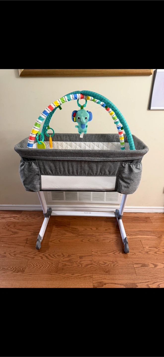 Baby Bed with Hanging Toys - Height Adjustable