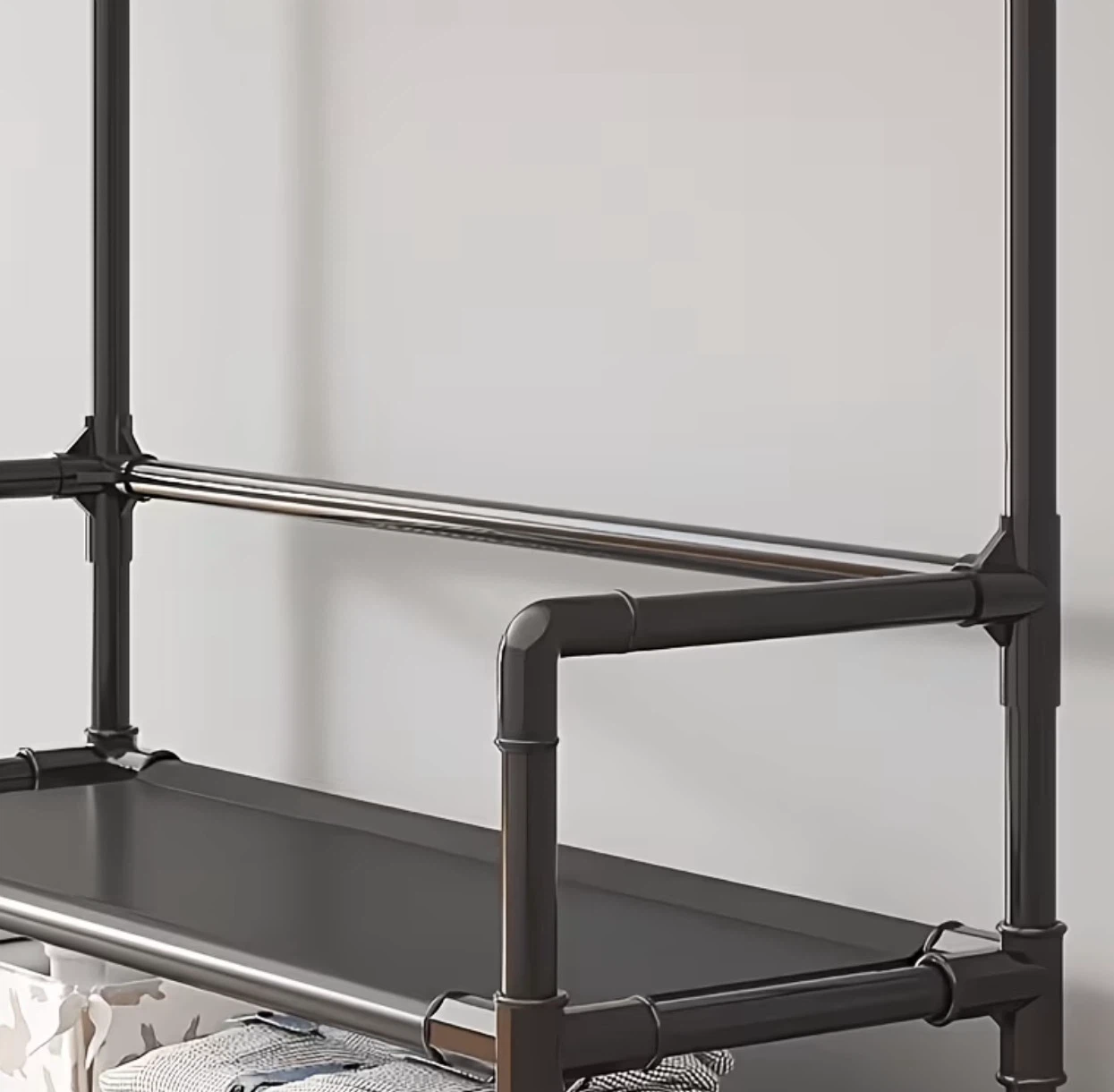 Metal Hall Tree Shoe Rack with Coat Hooks (Black or White) - photo 4