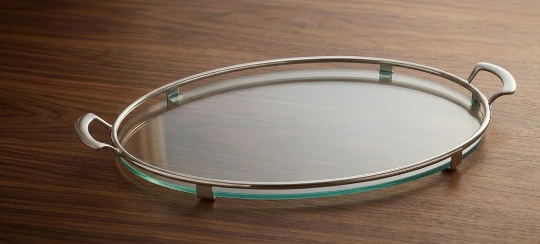 Maison de Verre Oval Glass Serving Tray with Handles - photo 2