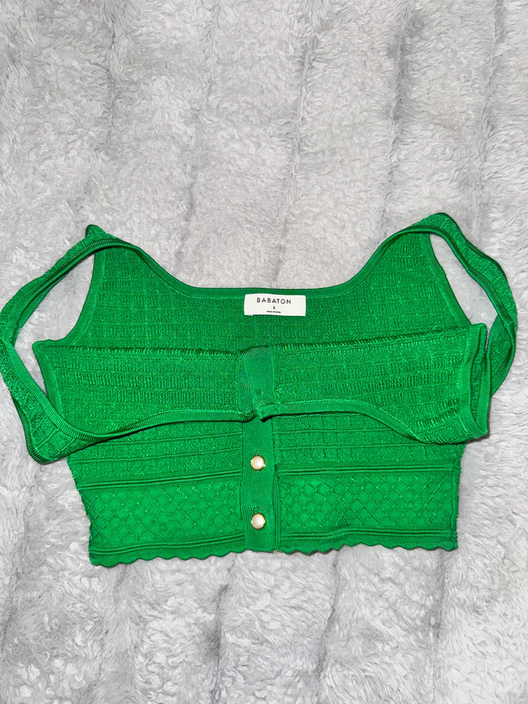 Green Babaton Sculpt Knit Button Tank