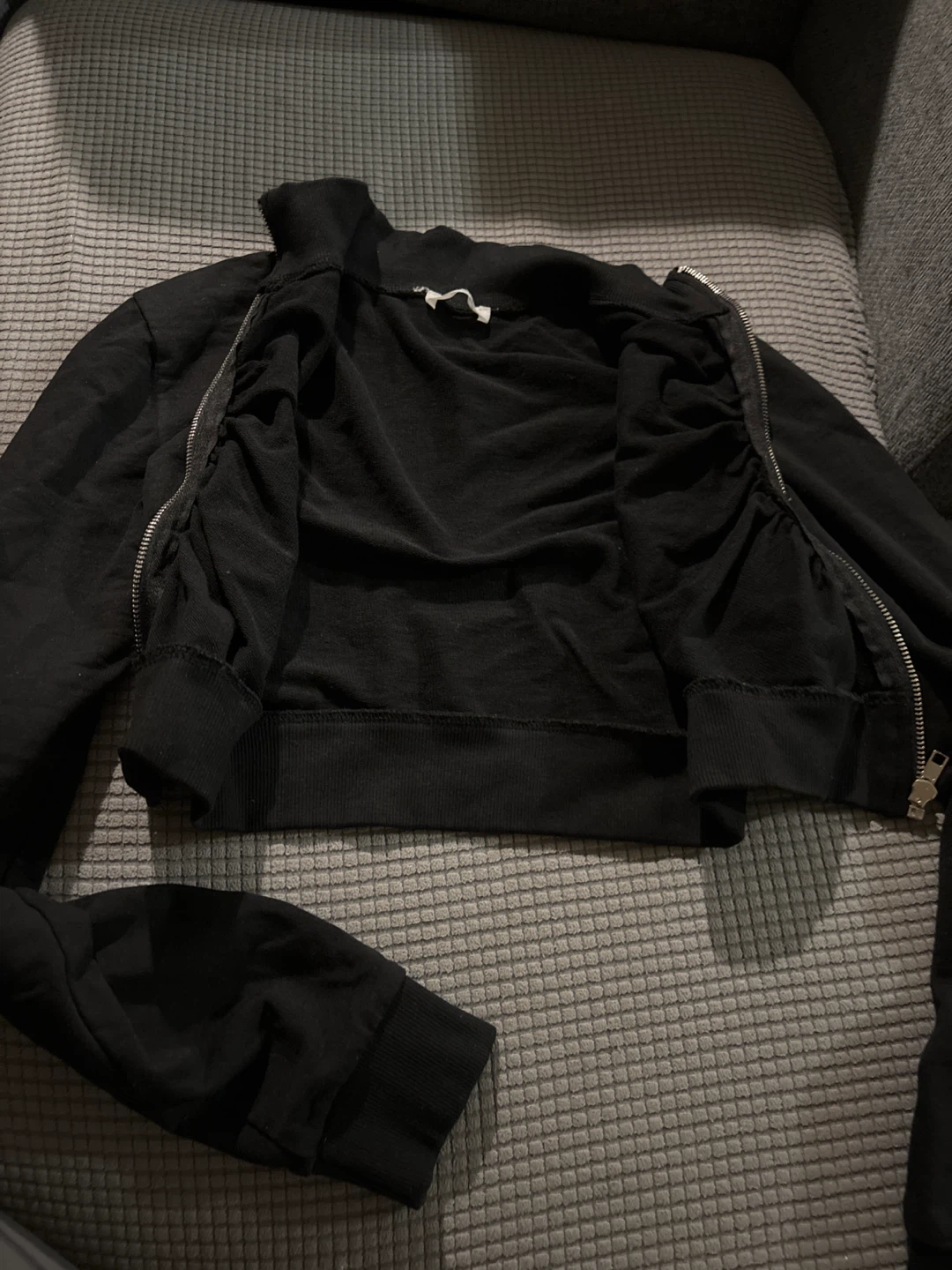 Black ruched zip-up sweater - photo 3