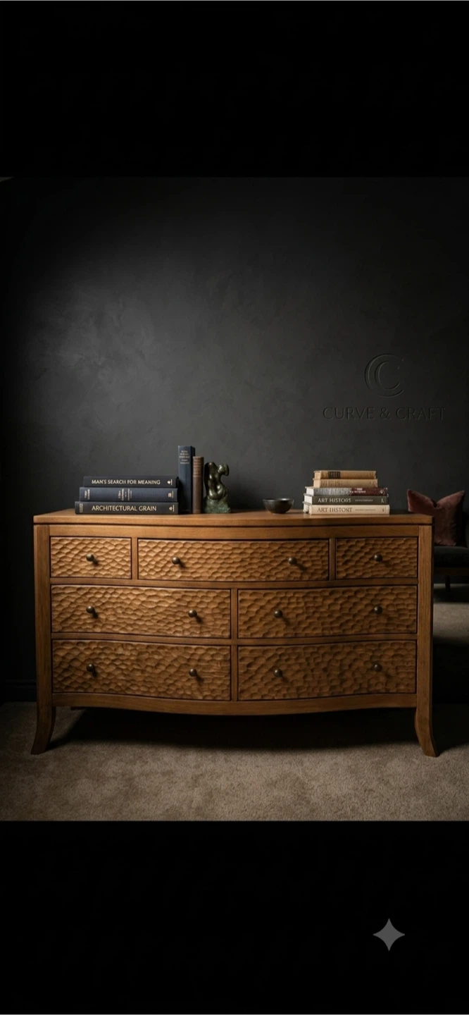Oak Dresser with Carved Drawer Fronts