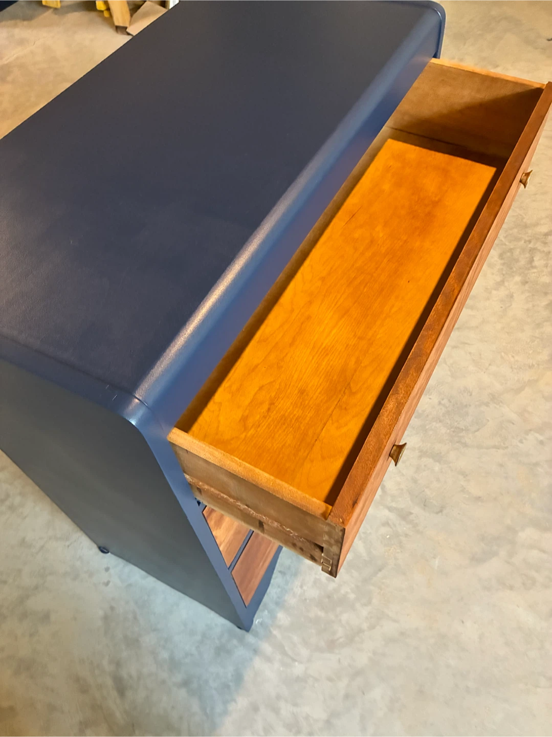 Navy Blue and Wood Dresser with 3 Drawers - photo 4