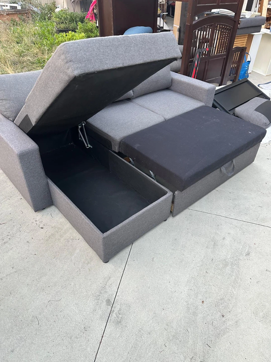 Grey Sectional Sofa with Storage