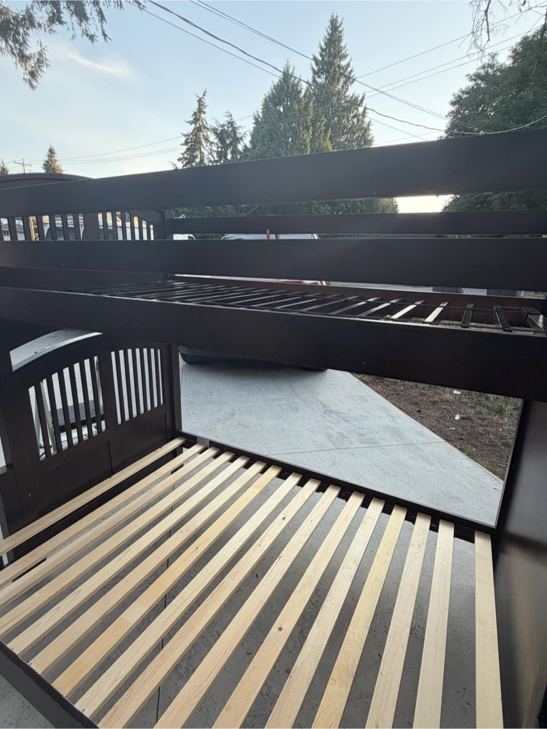 Dark Wood Twin Over Twin Bunk Bed with Stairs - photo 3