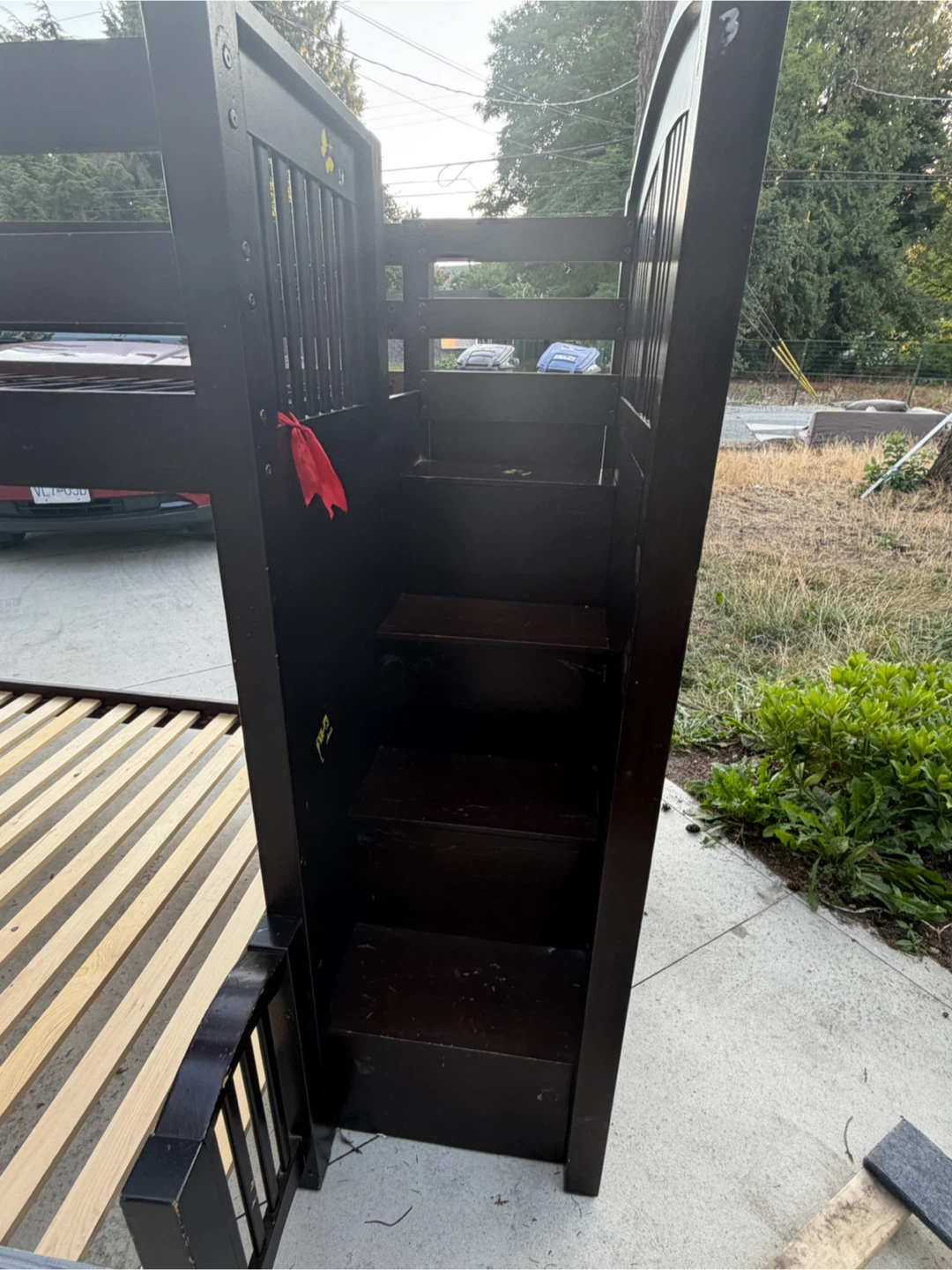 Dark Wood Twin Over Twin Bunk Bed with Stairs - photo 4