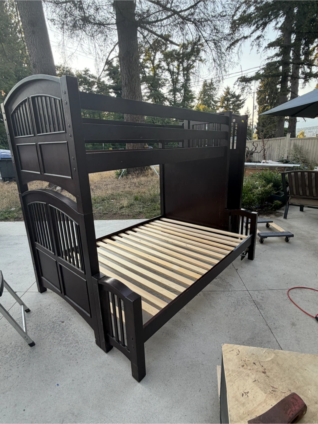 Dark Wood Twin Over Twin Bunk Bed with Stairs - photo 5