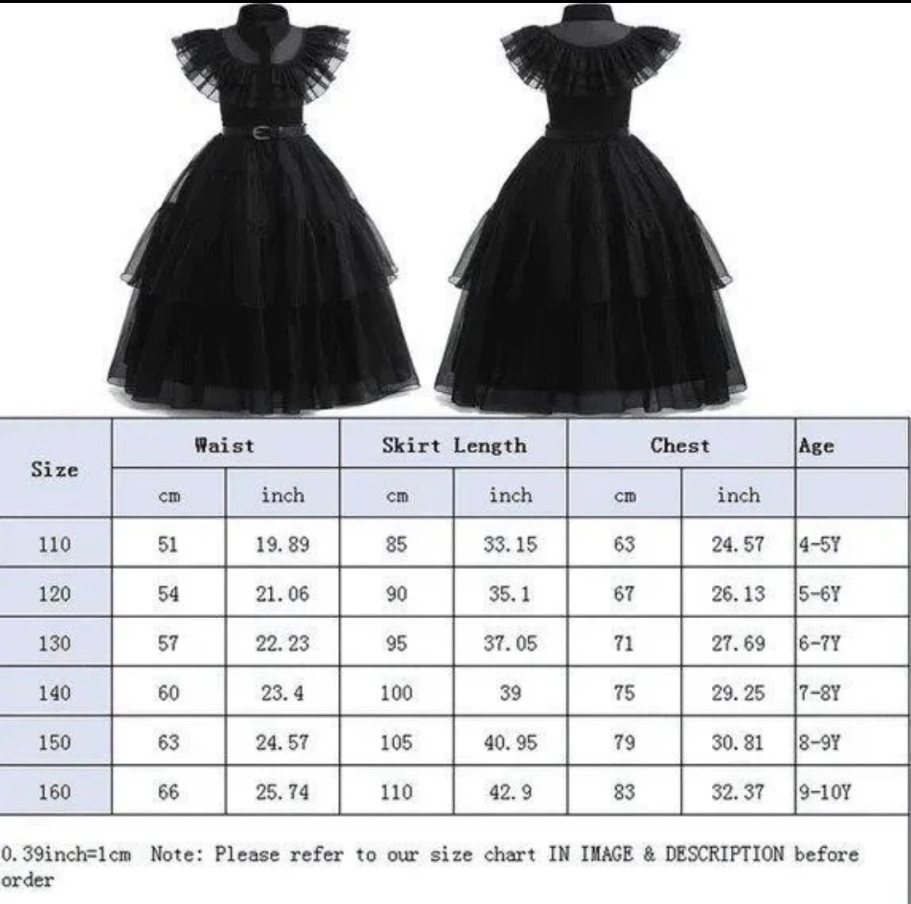 2 Brand New Wednesday Dance Costume Dress Size 120 /5-6 yo - photo 2