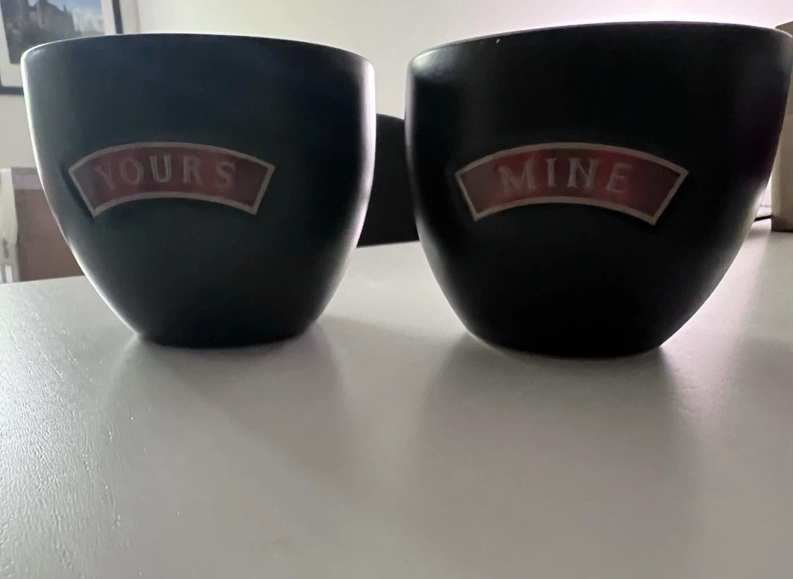 Set of 2 "Mine" and "Yours" Ceramic Cups