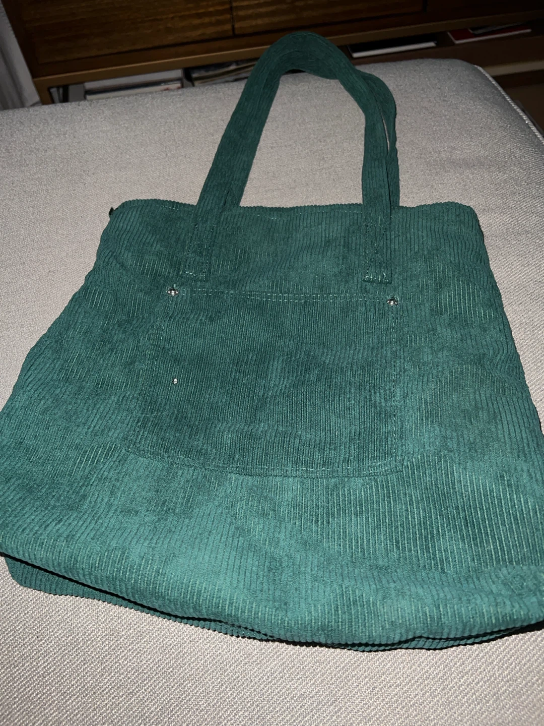 Green Corduroy Tote Bag