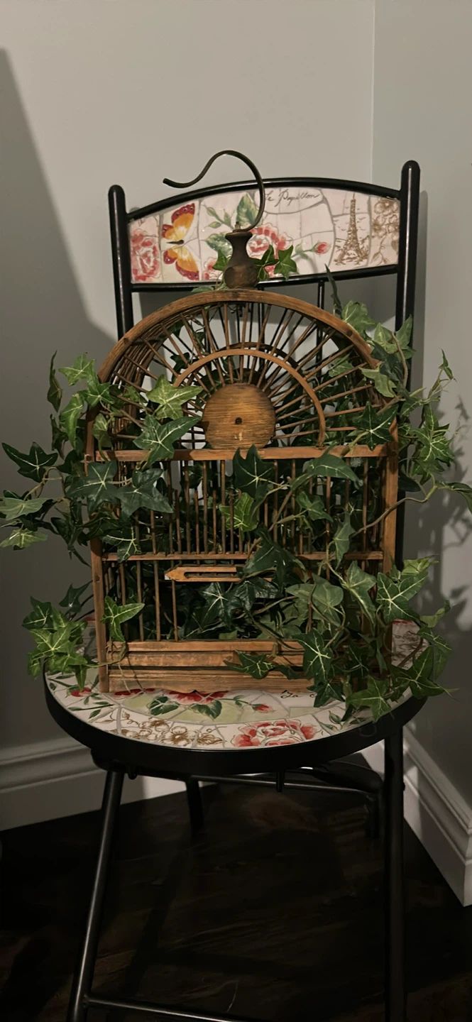 Vintage Style Bird Cage with Decorative Ivy