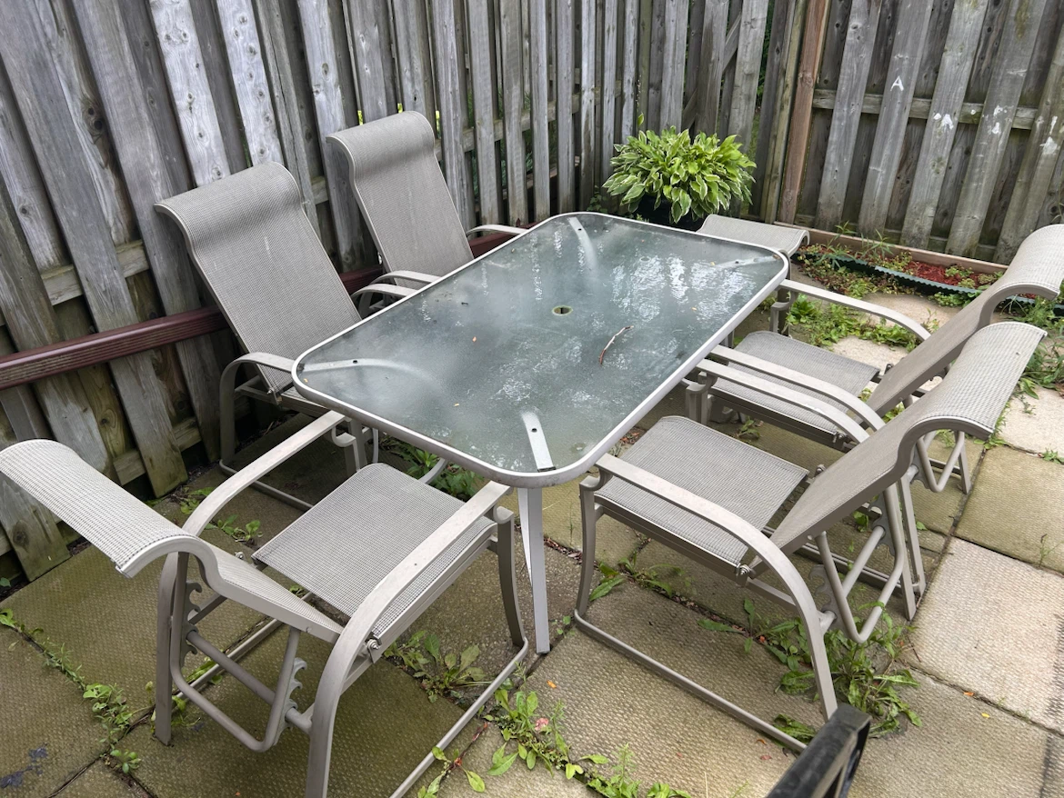 Patio Dining Set with Glass Table and 6 chairs
