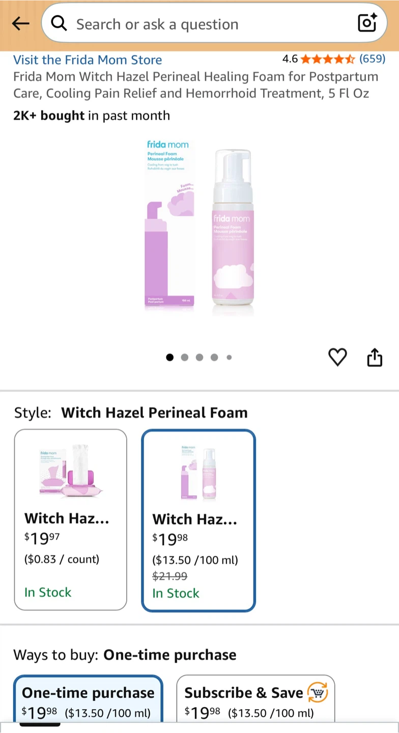 Frida Mom Witch Hazel Perineal Foam Postpartum Spray - 5 Fl Oz - photo 2