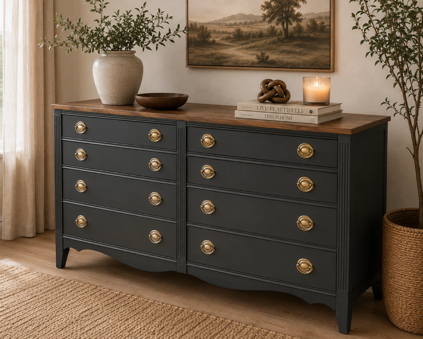 ✨ Vintage Solid Mahogany Bow Front Dresser - photo 3