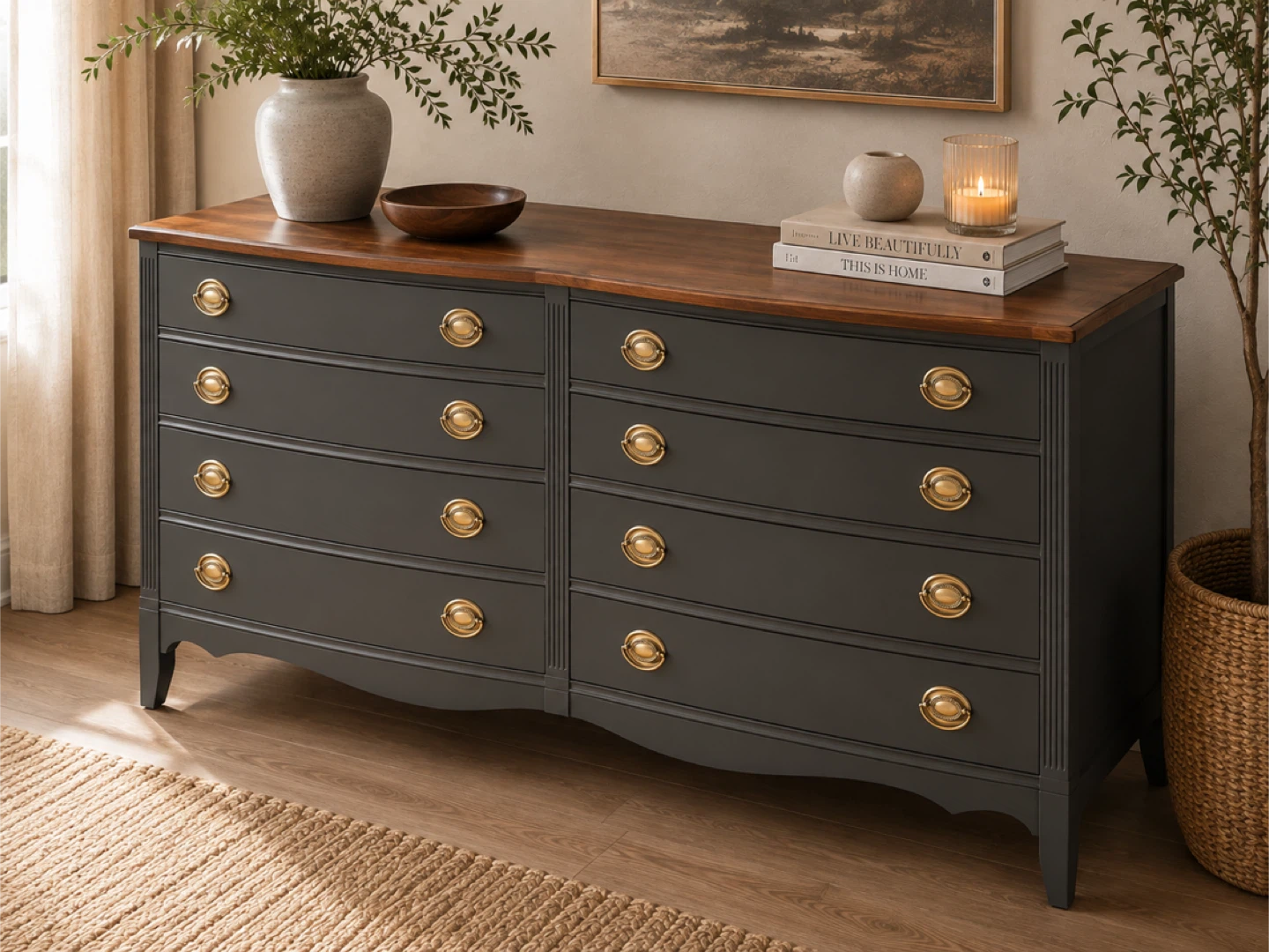 ✨ Vintage Solid Mahogany Bow Front Dresser - photo 4