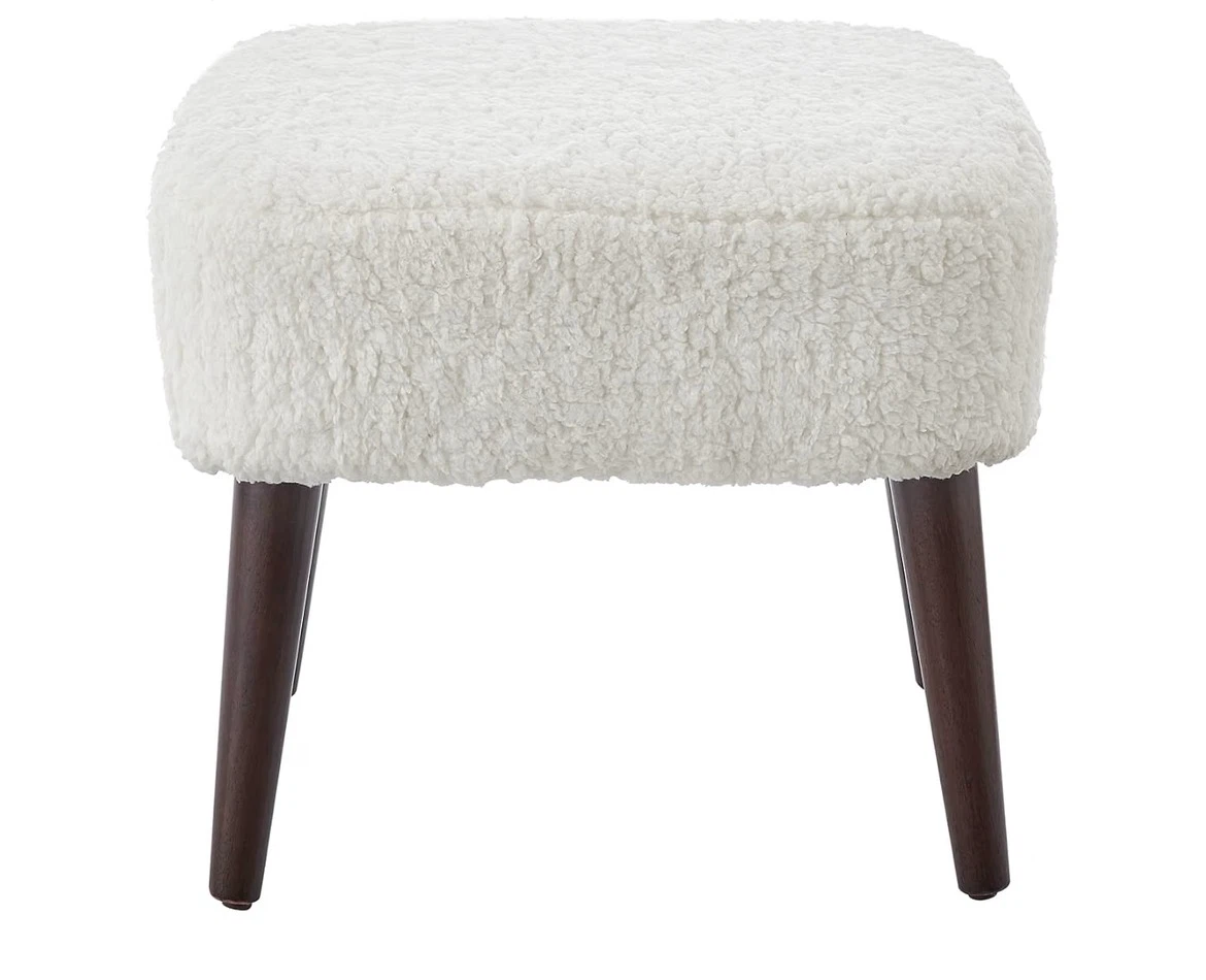 2 White Teddy Fabric Footstool Ottoman - photo 2