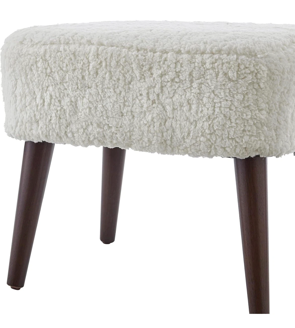 2 White Teddy Fabric Footstool Ottoman - photo 4