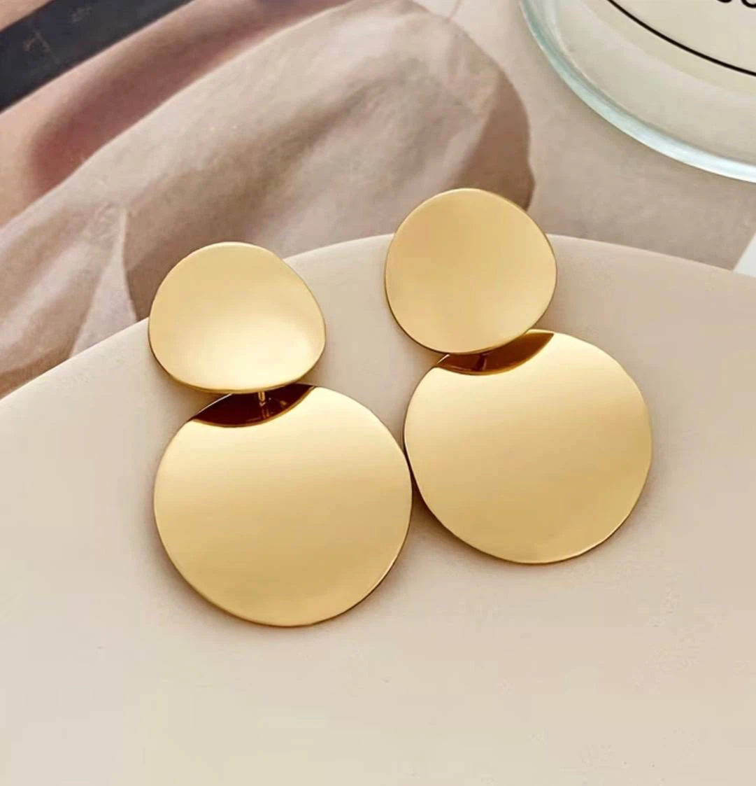 Gold-Tone Double Disc Earrings - photo 2