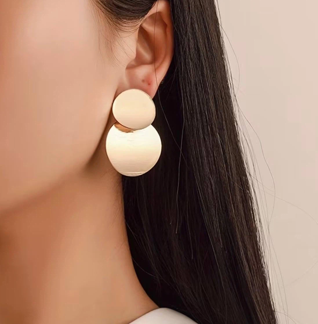 Gold-Tone Double Disc Earrings - photo 3