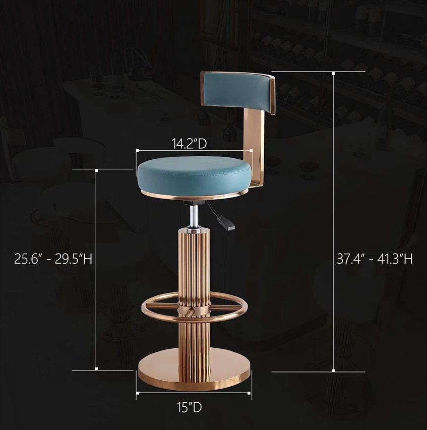 Adjustable Swivel Counter Height Bar Stools, Blue - photo 5