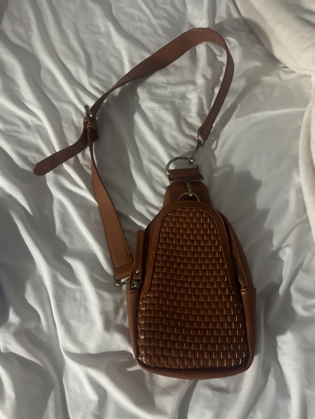 Brown Woven Sling Bag