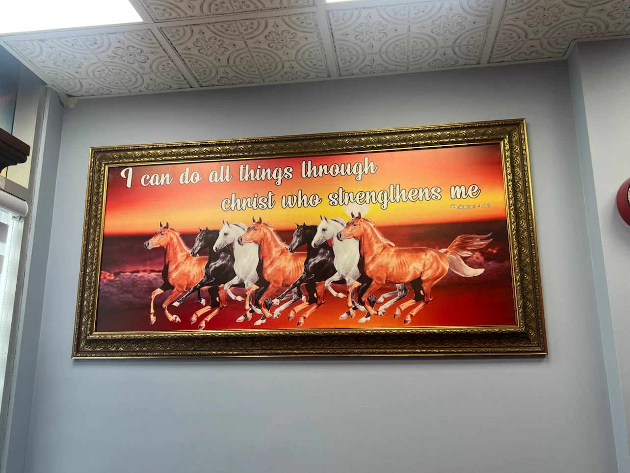 Framed Christian Art Print with Horses