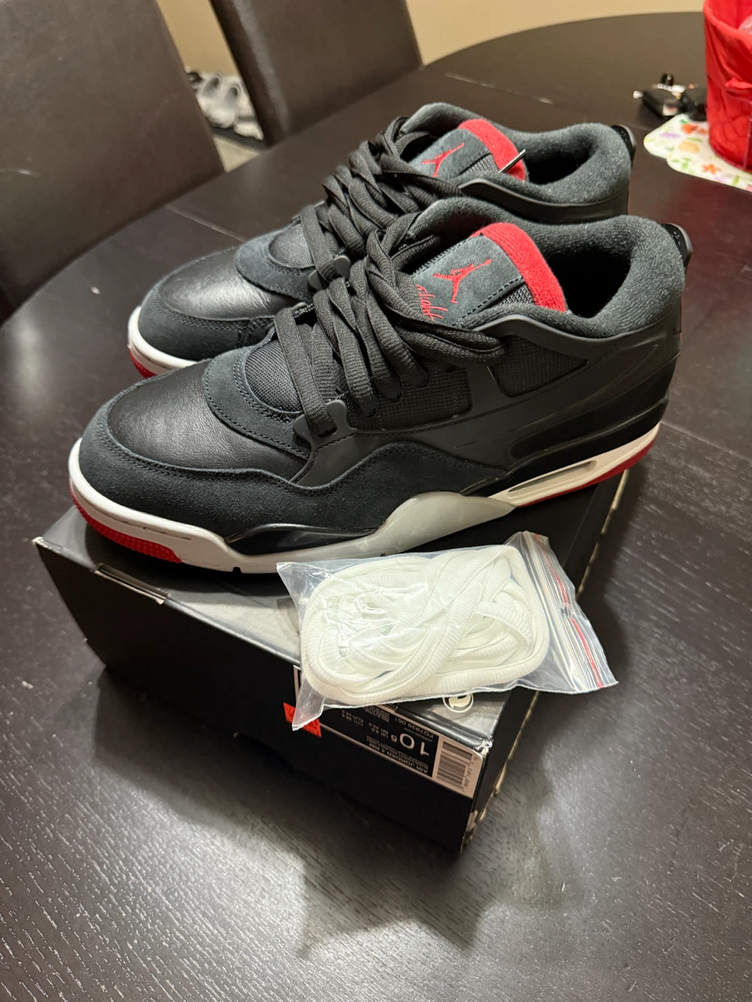Nike Air Jordan 4 RM Black Red Grey Men's Size 10.5