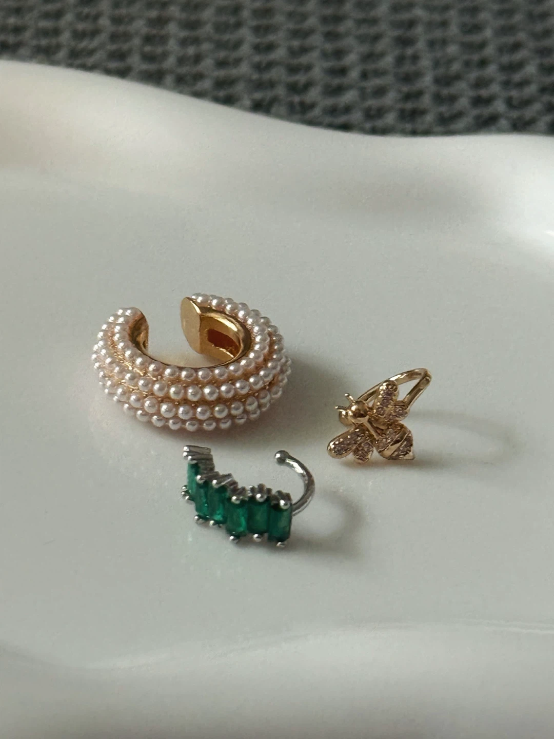 Rhinestone & Pearl Ear Cuff Set – 3 Pieces